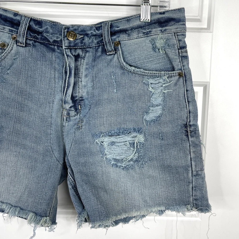 KSUBI Boyfriend Short Midnight & Dusted NEW Size 27 Distressed Denim Jean Shorts